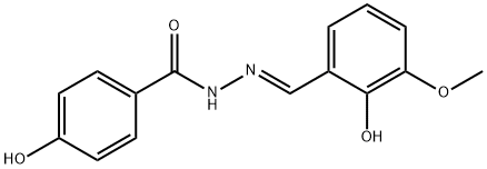 4-hydroxy-N'-(2-hydroxy-3-methoxybenzylidene)benzohydrazide 化学構造式