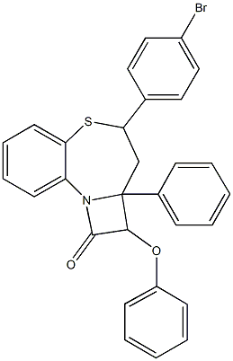4-(4-bromophenyl)-2-phenoxy-2a-phenyl-2,2a,3,4-tetrahydro-1H-azeto[2,1-d][1,5]benzothiazepin-1-one 结构式