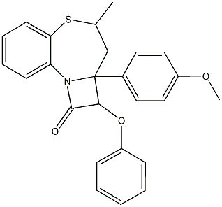 2a-(4-methoxyphenyl)-4-methyl-2-phenoxy-2,2a,3,4-tetrahydro-1H-azeto[2,1-d][1,5]benzothiazepin-1-one Structure