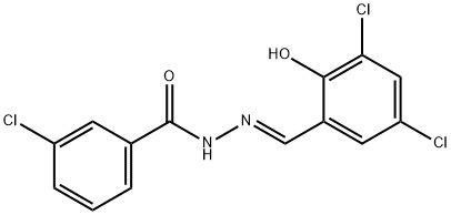 3-chloro-N'-(3,5-dichloro-2-hydroxybenzylidene)benzohydrazide 结构式