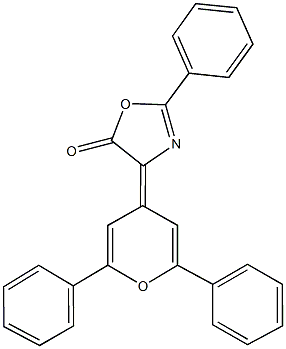 4-(2,6-diphenyl-4H-pyran-4-ylidene)-2-phenyl-1,3-oxazol-5(4H)-one Struktur
