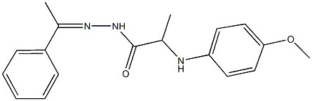 2-(4-methoxyanilino)-N'-(1-phenylethylidene)propanohydrazide 结构式