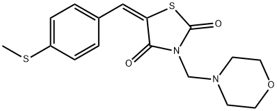 5-[4-(methylsulfanyl)benzylidene]-3-(4-morpholinylmethyl)-1,3-thiazolidine-2,4-dione 化学構造式