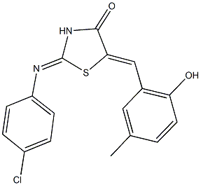 2-[(4-chlorophenyl)imino]-5-(2-hydroxy-5-methylbenzylidene)-1,3-thiazolidin-4-one,1404306-92-8,结构式