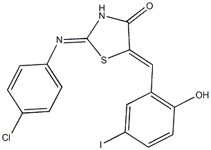 2-[(4-chlorophenyl)imino]-5-(2-hydroxy-5-iodobenzylidene)-1,3-thiazolidin-4-one Struktur