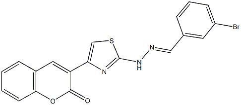 3-bromobenzaldehyde [4-(2-oxo-2H-chromen-3-yl)-1,3-thiazol-2-yl]hydrazone 结构式