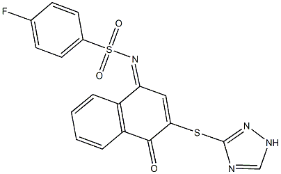 4-fluoro-N-(4-oxo-3-(1H-1,2,4-triazol-3-ylsulfanyl)-1(4H)-naphthalenylidene)benzenesulfonamide|