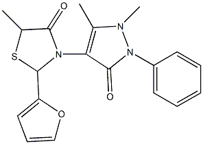 3-(1,5-dimethyl-3-oxo-2-phenyl-2,3-dihydro-1H-pyrazol-4-yl)-2-(2-furyl)-5-methyl-1,3-thiazolidin-4-one|