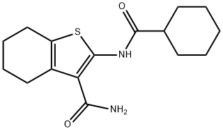 2-[(cyclohexylcarbonyl)amino]-4,5,6,7-tetrahydro-1-benzothiophene-3-carboxamide Struktur