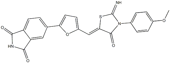 5-(5-{[2-imino-3-(4-methoxyphenyl)-4-oxo-1,3-thiazolidin-5-ylidene]methyl}-2-furyl)-1H-isoindole-1,3(2H)-dione,1431137-45-9,结构式