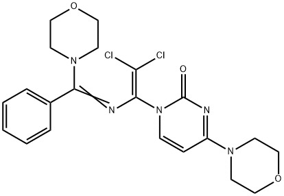 1-(2,2-dichloro-1-{[4-morpholinyl(phenyl)methylene]amino}vinyl)-4-(4-morpholinyl)-2(1H)-pyrimidinone Structure