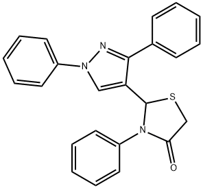 2-(1,3-diphenyl-1H-pyrazol-4-yl)-3-phenyl-1,3-thiazolidin-4-one Structure