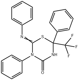 2,5-diphenyl-6-(phenylimino)-2-(trifluoromethyl)-1,3,5-thiadiazinan-4-one Structure