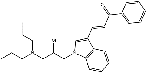 3-{1-[3-(dipropylamino)-2-hydroxypropyl]-1H-indol-3-yl}-1-phenyl-2-propen-1-one 化学構造式