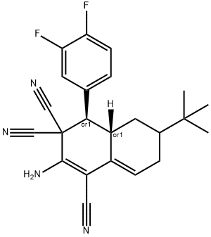2-amino-6-tert-butyl-4-(3,4-difluorophenyl)-4a,5,6,7-tetrahydro-1,3,3(4H)-naphthalenetricarbonitrile 化学構造式