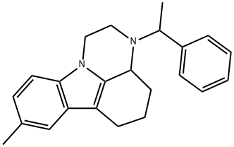 8-methyl-3-(1-phenylethyl)-2,3,3a,4,5,6-hexahydro-1H-pyrazino[3,2,1-jk]carbazole Struktur