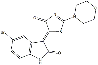5-bromo-3-(2-(4-morpholinyl)-4-oxo-1,3-thiazol-5(4H)-ylidene)-1,3-dihydro-2H-indol-2-one Structure