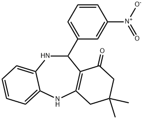 11-{3-nitrophenyl}-3,3-dimethyl-2,3,4,5,10,11-hexahydro-1H-dibenzo[b,e][1,4]diazepin-1-one,145628-71-3,结构式