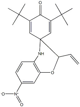 2',6'-ditert-butyl-7-nitro-2-vinyl-3,4-dihydrospiro[2H-1,4-benzoxazine-3,4'-[2,5]cyclohexadien]-1'-one 化学構造式