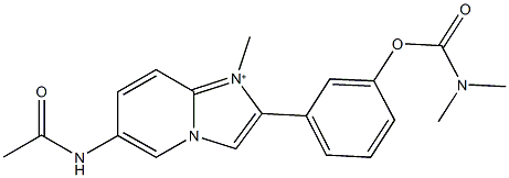 3-[6-(acetylamino)-1-methylimidazo[1,2-a]pyridin-1-ium-2-yl]phenyl dimethylcarbamate Struktur
