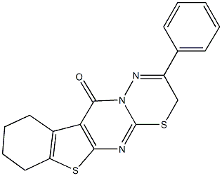 2-phenyl-7,8,9,10-tetrahydro-3H,11H-[1]benzothieno[2',3':4,5]pyrimido[2,1-b][1,3,4]thiadiazin-11-one 结构式