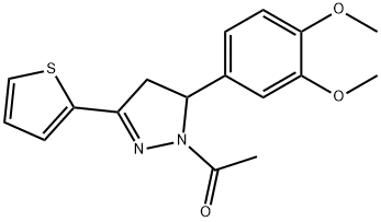 1-acetyl-5-(3,4-dimethoxyphenyl)-3-(2-thienyl)-4,5-dihydro-1H-pyrazole Structure