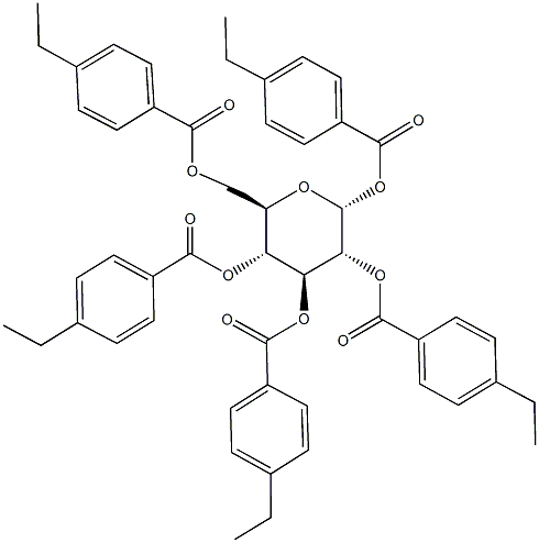 1,2,3,4,6-pentakis-O-(4-ethylbenzoyl)hexopyranose|