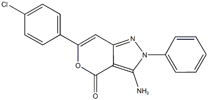 3-amino-6-(4-chlorophenyl)-2-phenylpyrano[4,3-c]pyrazol-4(2H)-one Structure