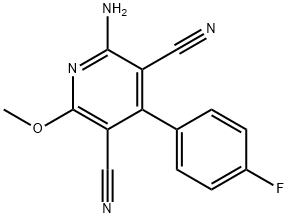 2-amino-4-(4-fluorophenyl)-6-methoxy-3,5-pyridinedicarbonitrile Struktur