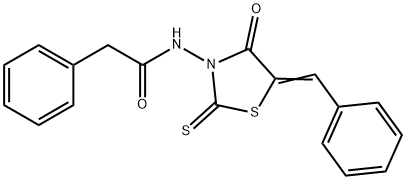 N-(5-benzylidene-4-oxo-2-thioxo-1,3-thiazolidin-3-yl)-2-phenylacetamide Struktur