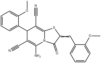 5-amino-2-(2-methoxybenzylidene)-7-(2-methoxyphenyl)-3-oxo-2,3-dihydro-7H-[1,3]thiazolo[3,2-a]pyridine-6,8-dicarbonitrile Structure