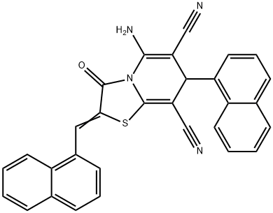 5-amino-7-(1-naphthyl)-2-(1-naphthylmethylene)-3-oxo-2,3-dihydro-7H-[1,3]thiazolo[3,2-a]pyridine-6,8-dicarbonitrile 结构式