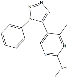 N,4-dimethyl-5-(1-phenyl-1H-tetraazol-5-yl)-2-pyrimidinamine 化学構造式