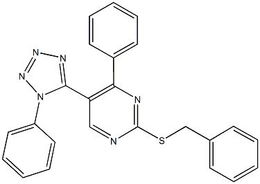 benzyl 4-phenyl-5-(1-phenyl-1H-tetraazol-5-yl)-2-pyrimidinyl sulfide Struktur