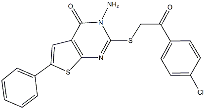 3-amino-2-{[2-(4-chlorophenyl)-2-oxoethyl]sulfanyl}-6-phenylthieno[2,3-d]pyrimidin-4(3H)-one Structure