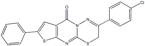 2-(4-chlorophenyl)-7-phenyl-3H,9H-thieno[2',3':4,5]pyrimido[2,1-b][1,3,4]thiadiazin-9-one 化学構造式