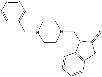 3-[(4-benzyl-1-piperazinyl)methyl]-1,3-benzothiazole-2(3H)-thione Struktur