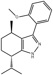 2-(7-isopropyl-4-methyl-4,5,6,7-tetrahydro-1H-indazol-3-yl)phenyl methyl ether Structure