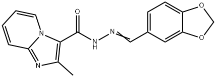 N'-(1,3-benzodioxol-5-ylmethylene)-2-methylimidazo[1,2-a]pyridine-3-carbohydrazide 结构式