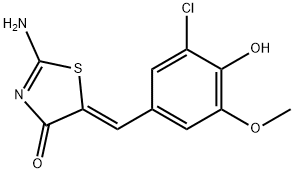 5-(3-chloro-4-hydroxy-5-methoxybenzylidene)-2-imino-1,3-thiazolidin-4-one 结构式