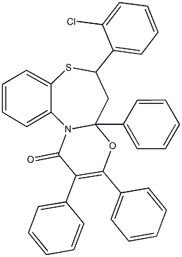 6-(2-chlorophenyl)-2,3,4a-triphenyl-5,6-dihydro-1H,4aH-[1,3]oxazino[2,3-d][1,5]benzothiazepin-1-one Structure