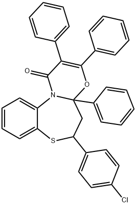 6-(4-chlorophenyl)-2,3,4a-triphenyl-5,6-dihydro-1H,4aH-[1,3]oxazino[2,3-d][1,5]benzothiazepin-1-one,156875-26-2,结构式