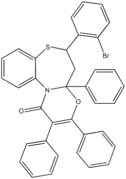 6-(2-bromophenyl)-2,3,4a-triphenyl-5,6-dihydro-1H,4aH-[1,3]oxazino[2,3-d][1,5]benzothiazepin-1-one Structure