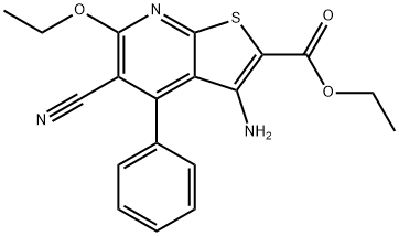 ethyl 3-amino-5-cyano-6-ethoxy-4-phenylthieno[2,3-b]pyridine-2-carboxylate Structure