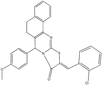 10-(2-chlorobenzylidene)-7-(4-methoxyphenyl)-5,7-dihydro-6H-benzo[h][1,3]thiazolo[2,3-b]quinazolin-9(10H)-one,157282-89-8,结构式