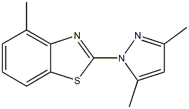 2-(3,5-dimethyl-1H-pyrazol-1-yl)-4-methyl-1,3-benzothiazole 化学構造式
