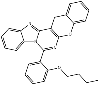 7-(2-butoxyphenyl)-14H-chromeno[2',3':4,5]pyrimido[1,6-a]benzimidazole 化学構造式