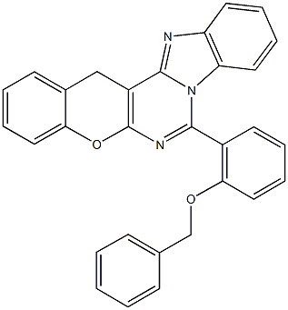 7-[2-(benzyloxy)phenyl]-14H-chromeno[2',3':4,5]pyrimido[1,6-a]benzimidazole Struktur