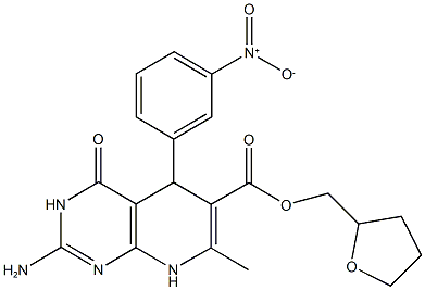 tetrahydro-2-furanylmethyl 2-amino-5-{3-nitrophenyl}-7-methyl-4-oxo-3,4,5,8-tetrahydropyrido[2,3-d]pyrimidine-6-carboxylate Structure