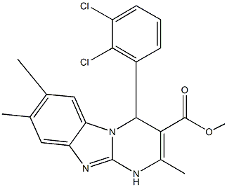 methyl 4-(2,3-dichlorophenyl)-2,7,8-trimethyl-1,4-dihydropyrimido[1,2-a]benzimidazole-3-carboxylate Struktur
